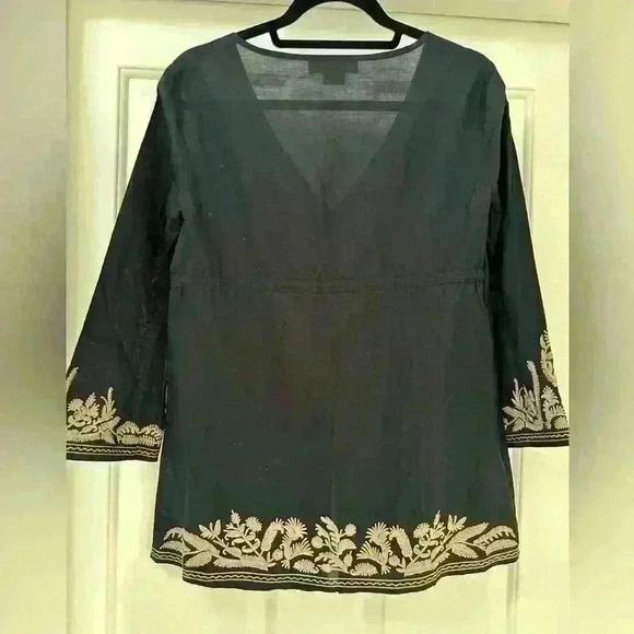 Michael Kors Taupe and‎ Navy Bohemian Style Embroidered Lightweight Cotton Tunic - Picture 3 of 4